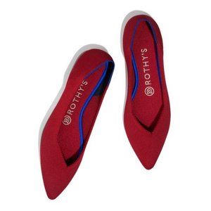 Rothys Chili Red Pointed Toe Canvas Flats Ballet